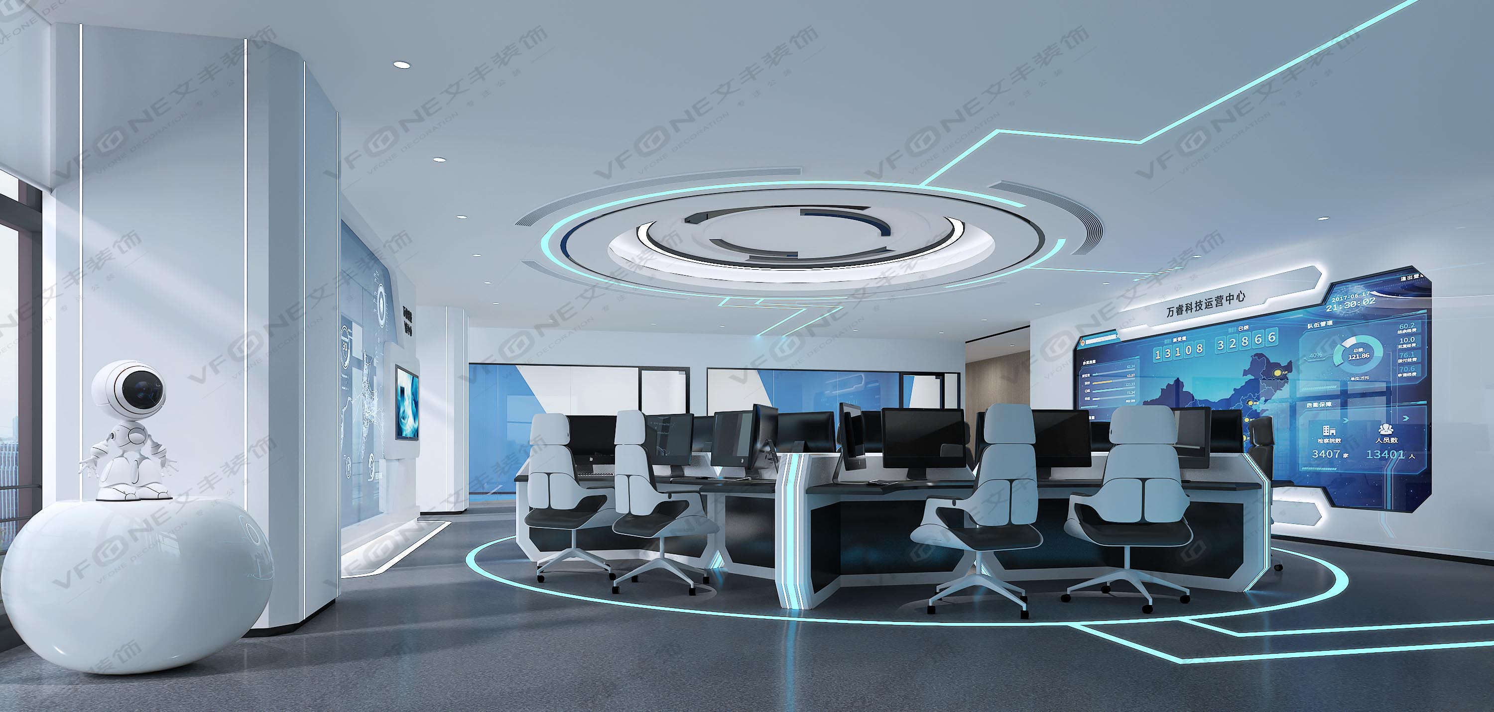 万睿科技智能办公室设计_科技办公楼设计效果图片